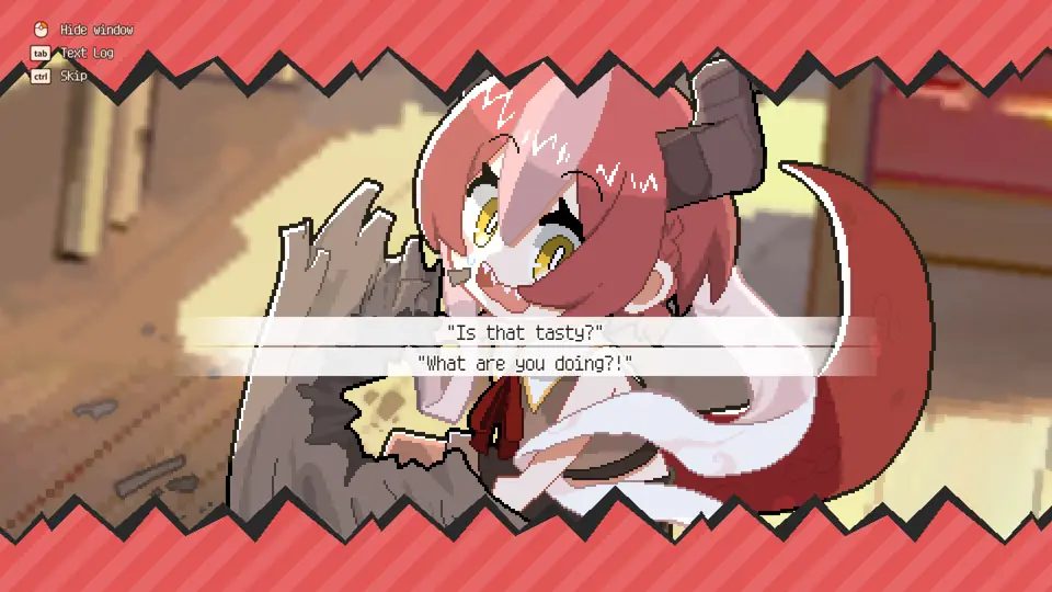 Coo, the pink-haired dragon girl, in a scene from DRAPLINE